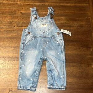 New Oshkosh bib Jean overalls with hearts size 6m cute